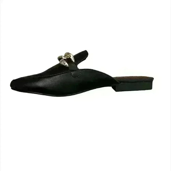 Metallic Chain Black Mules - Picture 2 of 4